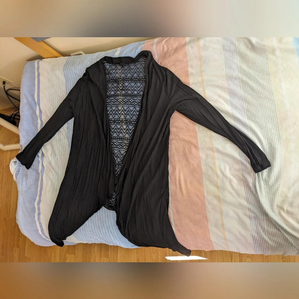 Black Cardigan with Lace Back - Picture 2 of 8